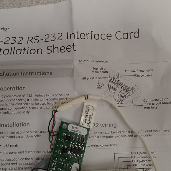 GE Fireworx SA232 / RS232 Interface Card - Picture 1 of 4